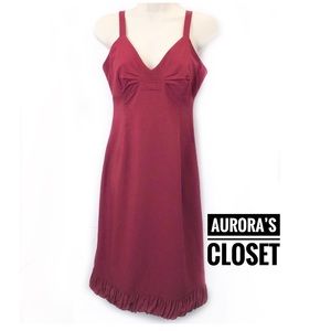 Sigal Dekel XS Dark Red Sheath Dress Sweetheart Spaghetti Bubble Hem Israel